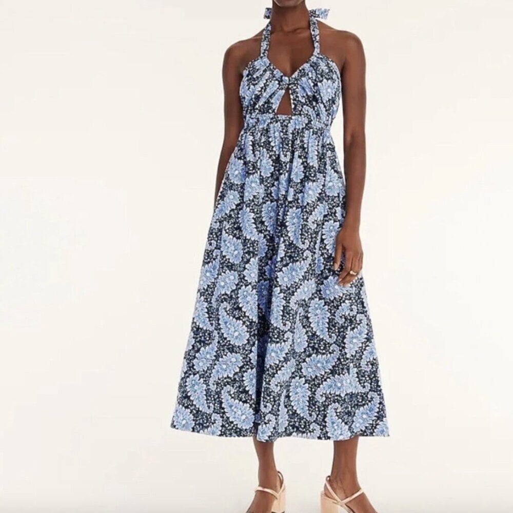 J. Crew Collection halter cutout dress in Ratti® Pacific paisley 0